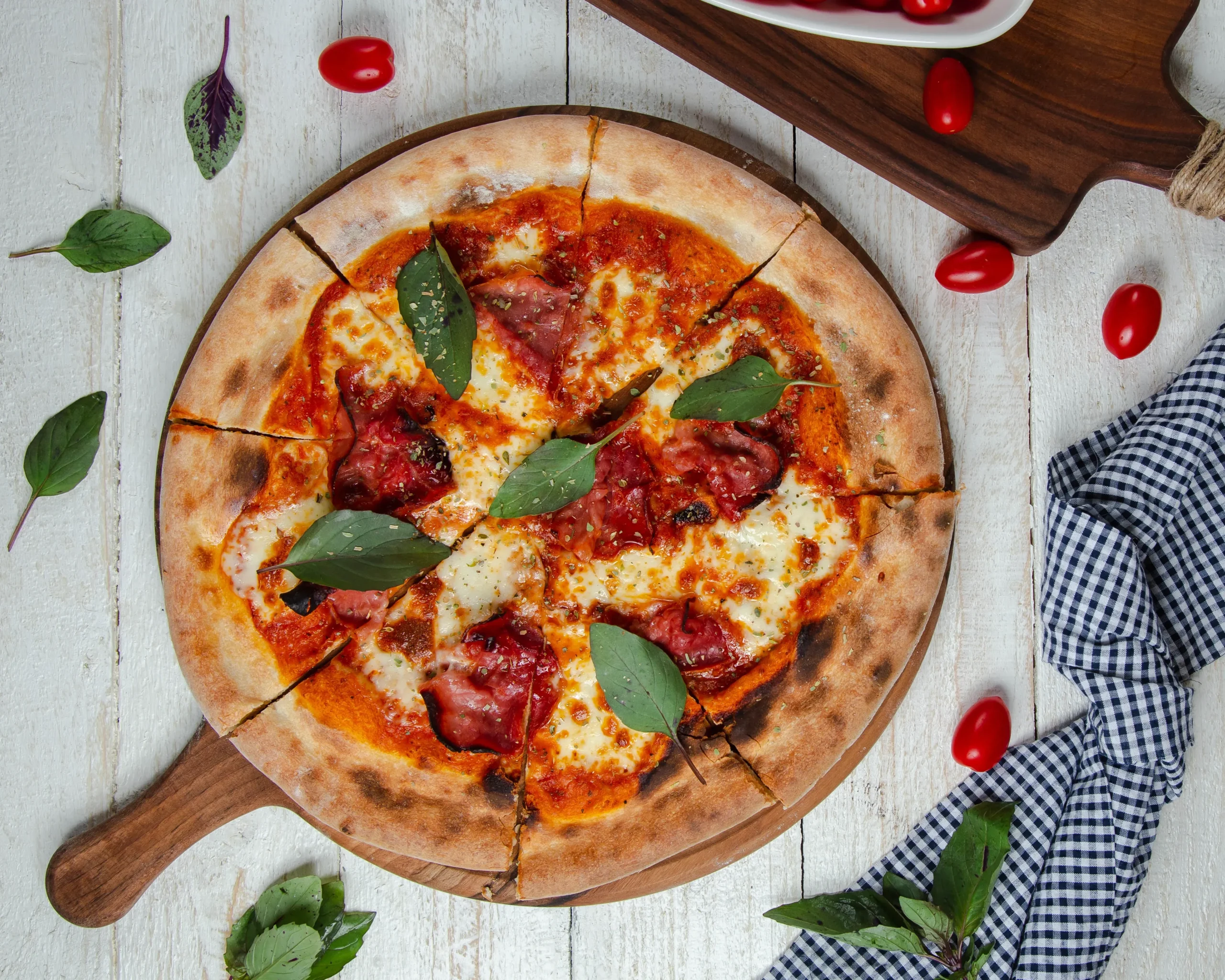 Authentic Italian pizza in Miami with brick oven crust and mozzarella cheese