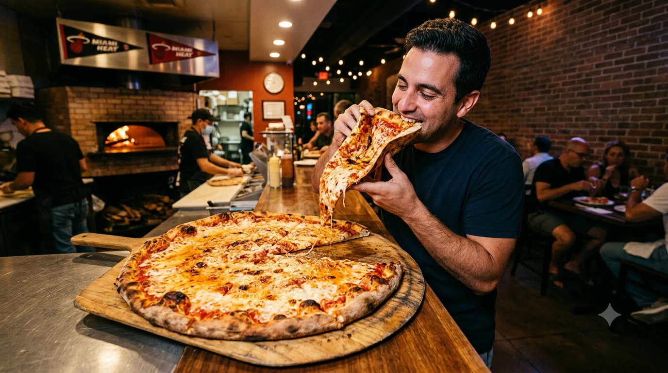 New York style pizza in Miami served at Pops Pizza