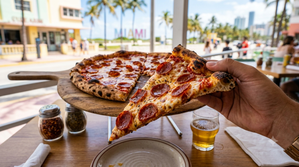 Fresh pepperoni pizza in Miami served at Pops Pizza